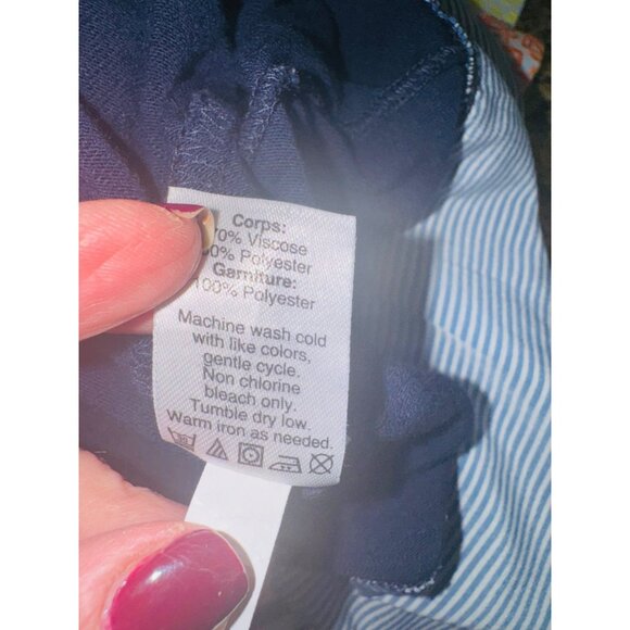 J. Crew Sleeveless Layered Tank Top keyhole back blue stripes S Coastal Casual - Picture 7 of 8